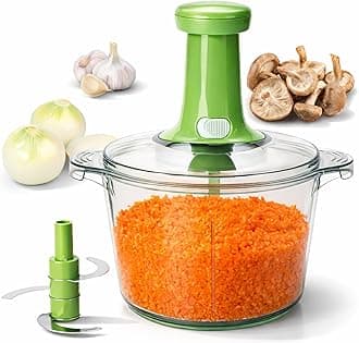 Express Manual Food Chopper: Large 8.5-Cup, Hand Chopper Vegetable Cutter to Chop Veggies, Fruits, Herbs, Garlic Onion Chopper for Salsa, Salad, Pesto, Guacamole, Coleslaw, Indian Cooking
