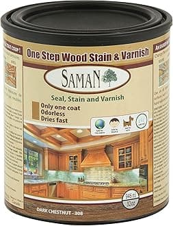 SamaN SAM-308-1L 1-Quart Interior Stain for Fine Wood for Seal, Stain and Varnish, Dark Chestnut