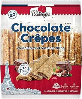 Chocolate Hazelnut Crepes, Individually Wrapped, Non GMO, Free From Artificial Flavors & Colors, 20-Count
