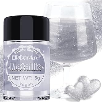 Edible Glitter - Luster Dust Edible for Cocktail Food Grade Drink Glitter for Cake Decorations, Easter Eggs, Baking, Macarons, Strawberries - 5g/Bottle (Metallic)