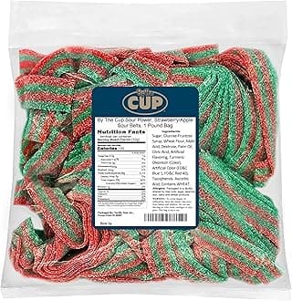 By The Cup Strawberry Apple Sour Belts, 1 lb Bulk Bag