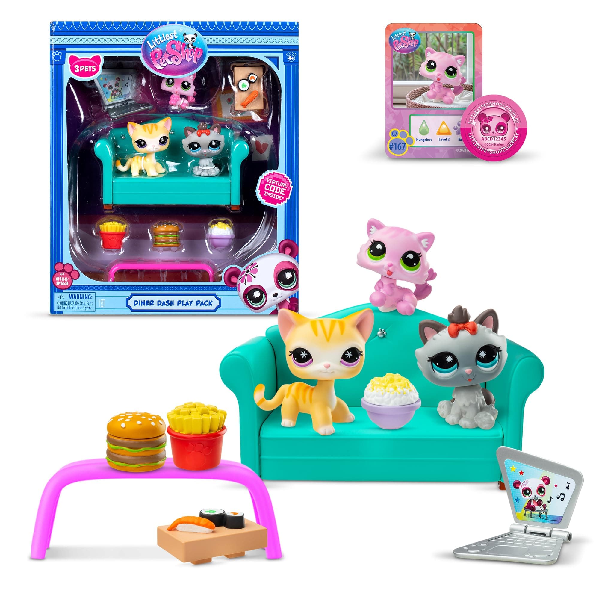 Littlest Pet Shop - Diner Dash Play Pack, Gen 7 Authentic LPS Bobble Head Toy Figure, Collectible Toy Animal, Ages 4+