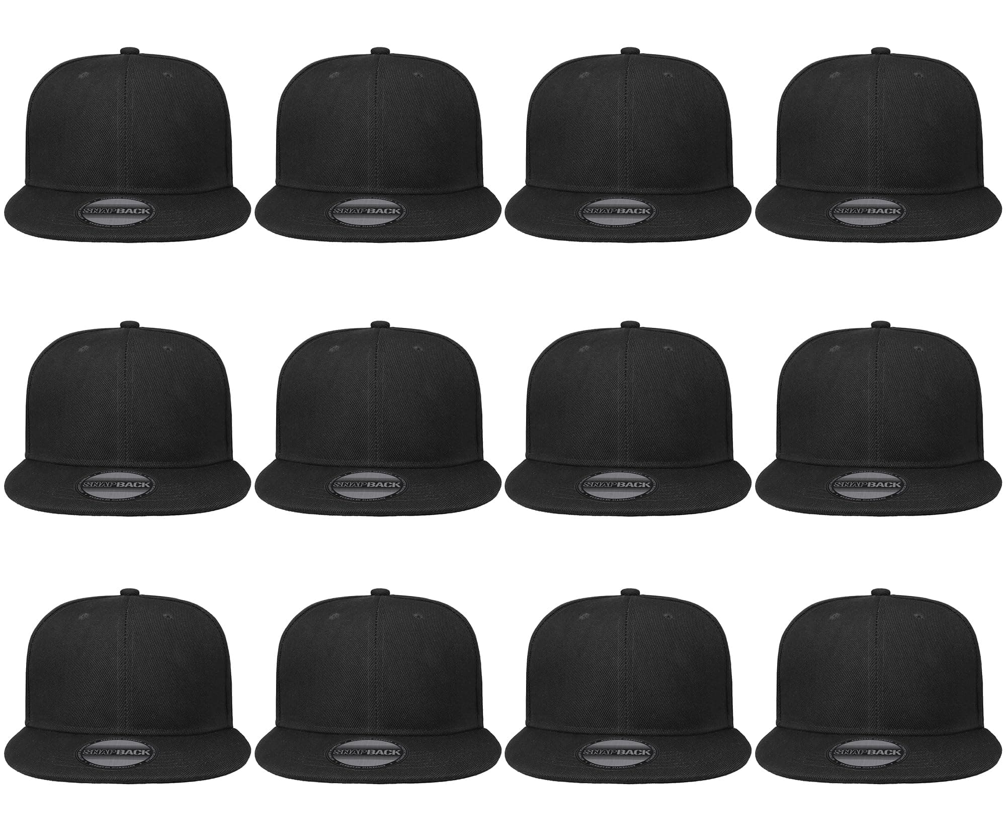 Plain Blank Flat Brim Adjustable Snapback Baseball Caps Wholesale LOT 12 Pack