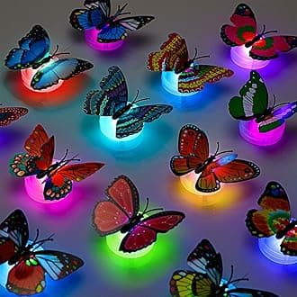 Honoson 3D LED Butterfly Decoration Night Light Sticker Single and Double Wall Light for Garden Backyard Lawn Party Festive Party Nursery Bedroom Living Room (24 Pieces)