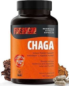 FreshCap Organic Mushroom Capsules Supplement - Fruiting Body Extract (Chaga, 120 Capsules)