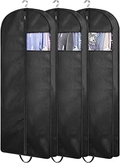 KIMBORAKIMBORA 54" Suit Bags for Closet Storage and Travel, Gusseted Hanging Garment Bags for Men Suit Cover With Handles for Clothes, Coats, Jackets, Shirts（3 Packs）