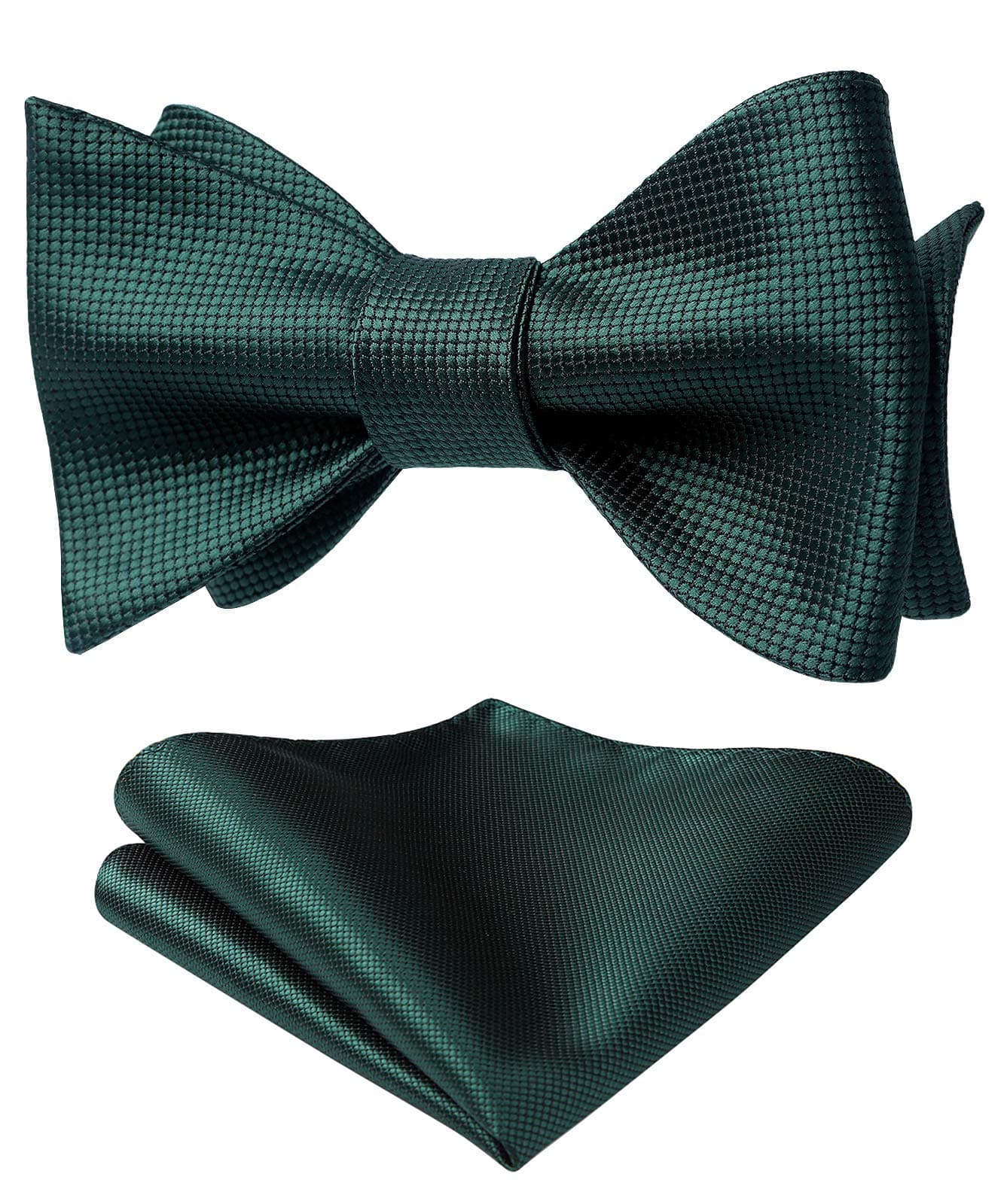 SetSense Men's Solid Jacquard Woven Self Bow Tie Set