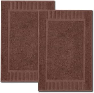 White Classic Luxury Bath Mat Floor Towel Set - Absorbent Cotton Hotel Spa Shower/Bathtub Mats [Not a Bathroom Rug] 22"x34" | 2 Pack | Brown