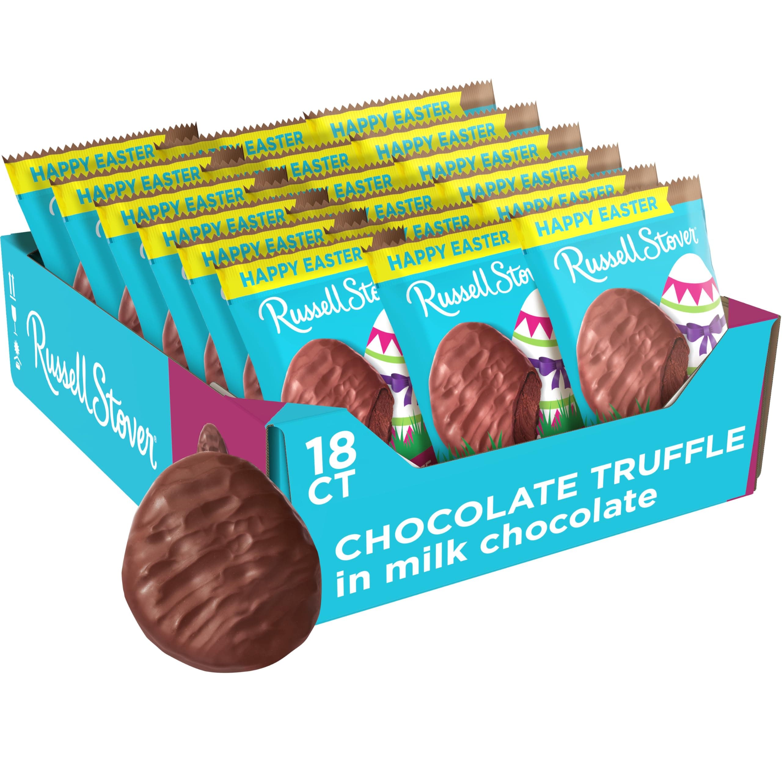 Easter Chocolate Truffle Milk Chocolate Easter Egg, 1.3 oz. (Pack of 18)