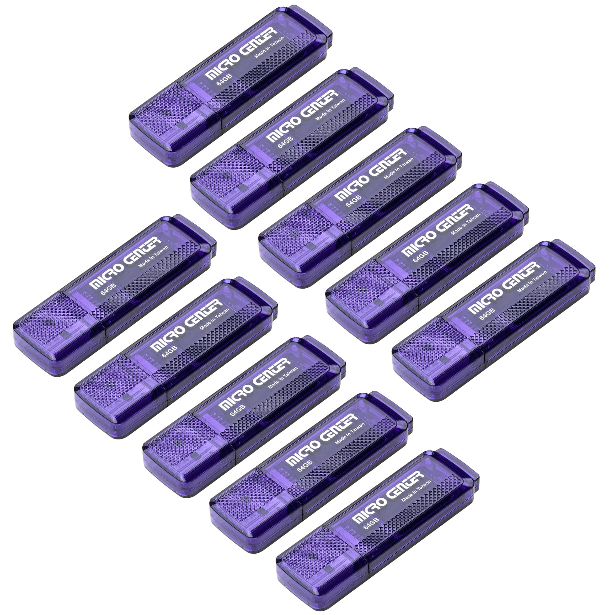 Micro Center SuperSpeed 10 Pack 64GB USB 3.0 Flash Drive Gum Size Memory Stick Thumb Drive Data Storage Jump Drive, 10X Faster Than USB 2.0 USB Drive (64G 10-Pack)