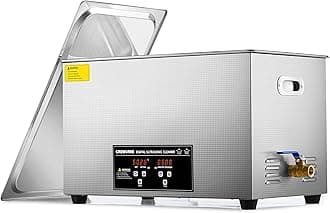 CREWORKS 30L Digital Ultrasonic Cleaning Machine with Heater and Timer, 600W Stainless Steel Ultrasonic Cleaner Machine, 7.9 gal Ultrasonic Parts Cleaner for Retainer Glasses Auto Tool Machine Part