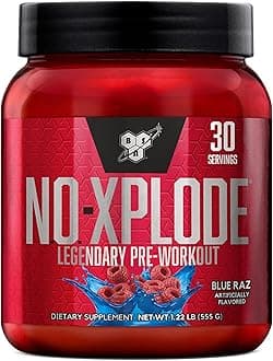 BSN N.O.-XPLODE Pre Workout Powder, Energy Supplement for Men and Women with Creatine and Beta-Alanine, Blue Raz, 30 Servings, 1.2 Pound (Packaging May Vary)