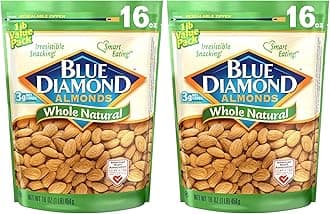 Blue Diamond Almonds, Raw Whole Natural, 16 Ounce (Pack of 2)
