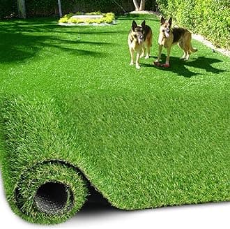 Artificial Turf Grass 11 FT × 35 FT, Realistic Fake Grass Rug with Drainage, 0.8" Height Outdoor Indoor Synthetic Grass Carpet Mat for Dogs, Balcony, Patio, Backyard, Customized