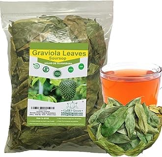 Soursop Graviola leaves Premium (115 cups) 350 leaves aprox, Big Bag, Hojas de guanabana, tea Soursop, Whole Dried Herbs,. (4.5 oz) 350 leaves aprox. Gabio Green.