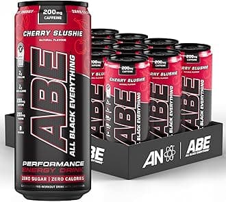 Applied Nutrition ABE Pre Workout Cans - All Black Everything Energy + Performance Drink, ABE Carbonated Beverage Sugar Free with Caffeine (Pack of 12 Cans x 330ml) (Cherry Slushie)