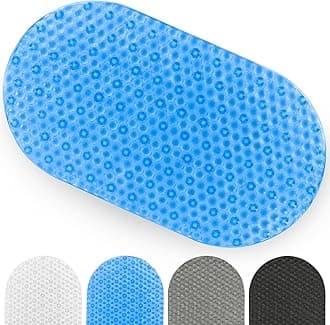 Vive Oval Bathtub Mat - Nonslip Shower Floor Pad - Non-Slip and Non-Skid for Bath Tub with Strong Rubber Suction Cup Grip - for Baby, Elderly, Kids, Bathroom (Blue)