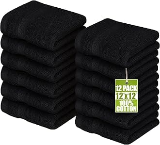 Utopia Towels Premium Washcloth Set (30 x 30 CM, 12Pack) 100% Cotton Flannel Face Cloths, Highly Absorbent and Soft Feel Fingertip Towels (Black)