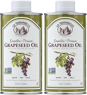 La Tourangelle, Expeller-Pressed Grapeseed Oil, High Heat Neutral Cooking Oil, Cast Iron Seasoning, Also Great for Skin, Hair, and DIY Beauty Recipes, 16.9 fl oz (Pack of 2)