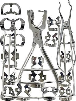 New Premium Dental Rubber Dam Clamps Set |Rubber Dam Kit Starter with Frame |Rubber Dam Punch Plier |Rubber Dam Clamps Forceps | Rubber Dam Clamps Dental Instruments (20 Piece Set)