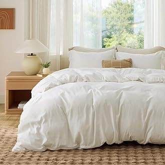Duvet Cover Full Size - Soft Double Brushed Bedding Set for Kids & Adults, Zipper Closure, 3 Pieces, Includes 1 Duvet Cover (80"x90") & 2 Pillow Shams, NO Comforter, Cream White