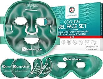 – Cooling Face Mask set with Cooling Eye Mask for Puffy Eyes and Insulated Thermo-bag - Soothing Gel Ice Face Mask and Eye Ice Mask for Dark Circles and Puffiness - Cold Face Relaxation