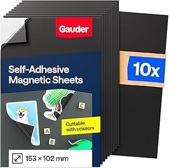 – GAUDER Self-Adhesive Magnetic Sheets - Cuttable Magnet Paper for Crafts, Photos and Signs - Magnetic Film for Home, School and Office (10 PCS - 153 x 102 mm)