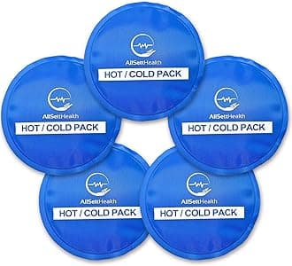 AllSett Health Reusable Round Hot and Cold Gel Ice Packs for Injuries | Cold Compress, 5 Pack