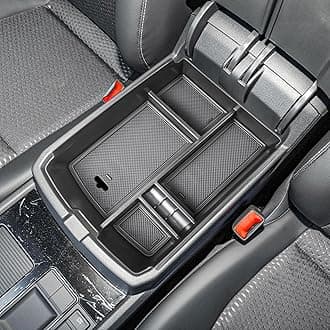 Center Console Organizer Compatible with VW Atlas and Cross Sport 2018 2019 2020 2021 2022 2023 Accessories, Interior ABS Armrest Storage Box Insert Tray (Not Fit 2024 2025), Black