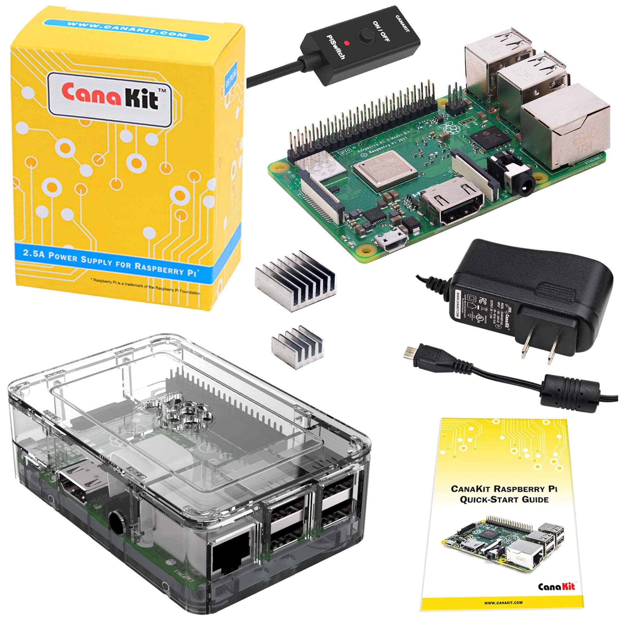 Raspberry Pi 3 B+ (B Plus) with Premium Clear Case and 2.5A Power Supply