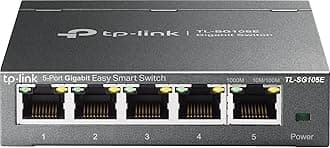 TP-Link 5 Port Gigabit Switch Easy Smart Plug & Play Desktop/Wall-Mount Sturdy Metal w/Shielded Ports Support QoS, Vlan, IGMP and Link Aggregation (TL-SG105E)