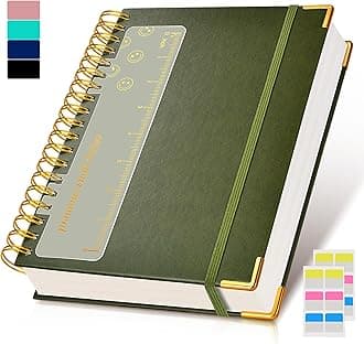 UEBZFOCS Olive Green Lined Spiral Notebook College Ruled Journal, 300 Pages B5
