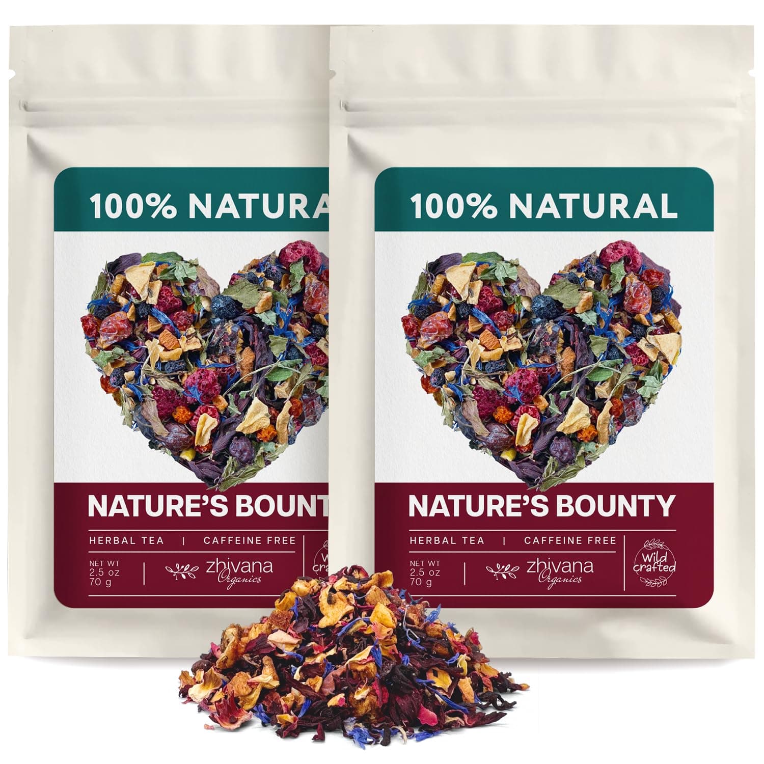 2 PACK Fruit Tea Loose (8oz.) - Wild Berries Loose Leaf Fruit Tea - Bright, Bold & Fruity - Naturally Caffeine Free - Fruta Seca para Te