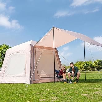 Inflatable Blow Up Tents for Camping,Waterproof Oxford Hot Tent with Manual Pump,Spacious Easy Setup Inflatable Camping Air Tent for Family Glamping 4/6/8/10/12 People