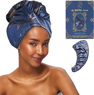 Kitsch Harry Potter x Satin Microfiber Hair Towel Wrap for Women - Super Absorbent, Quick Dry, Anti-Frizz, for Long & Short Hairs, Turbans for Women, Hair Wrap - Hufflepuff - Ravenclaw