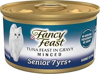 Fancy Feast Purina High Protein Senior Gravy Wet Cat Food, Tuna Minced Senior 7+ - (24) 3 oz. Cans