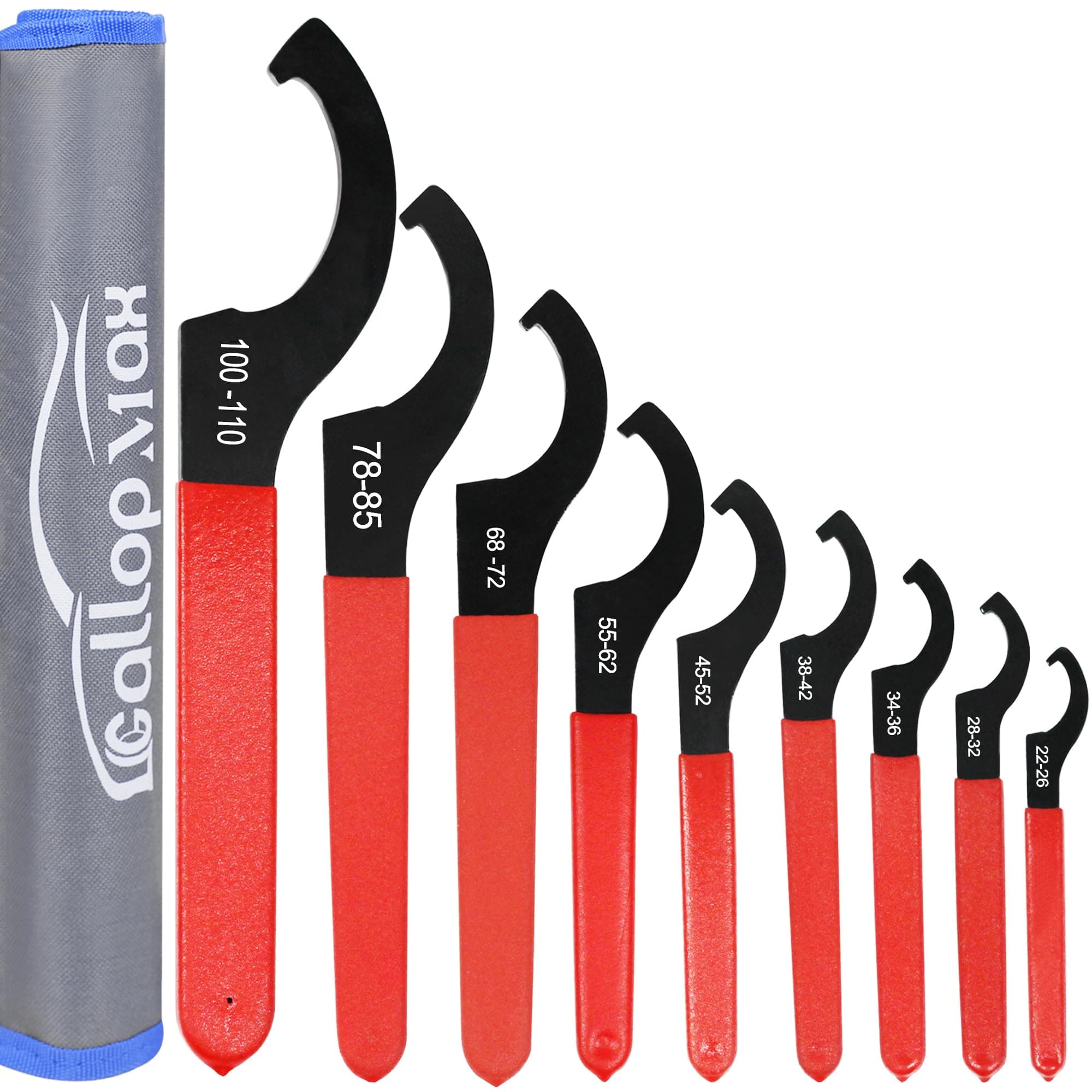 9Pcs Coilover Spanner Wrench Set, Universal Spanner Wrenches Motorcycle Shock Wrench Adjustable Carbon Steel ATV Coil Over Adjustment Tool (Blue)