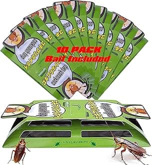 Cockroach Traps,Roach Traps,Cockroach Bait,Roach Motel,Child & Pet Friendly (10 Pack)