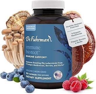 Dr. Fuhrman All Natural Immune Support Supplement | Whole-Food Derived Vitamin for Immunity Defense | Organic Mushrooms, & Berries | Organic Lion’s Mane, Maitake, Reishi, and Elderberry | 120 Caps