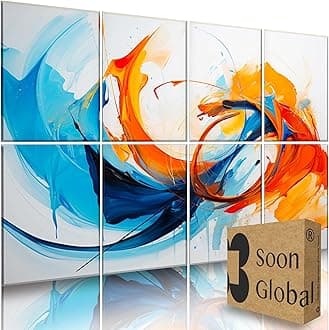 Soon Global 8-Pack Acoustic Panels, Soundproof Wall Panels, 48 X 32 Inches Sound Absorbing Panels, Decorative Acoustical Wall Panels, Acoustic Treatment for Recording Studio, Vibrant Fusion