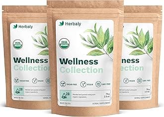 Herbaly Wellness Collection Tea - 8 Active Herbs - Improve General Health, Strengthen Immunity - Natural, Organic, Non-GMO, Vegan, Sugar Free - 3 Pack, 84 Pyramid Tea Bags