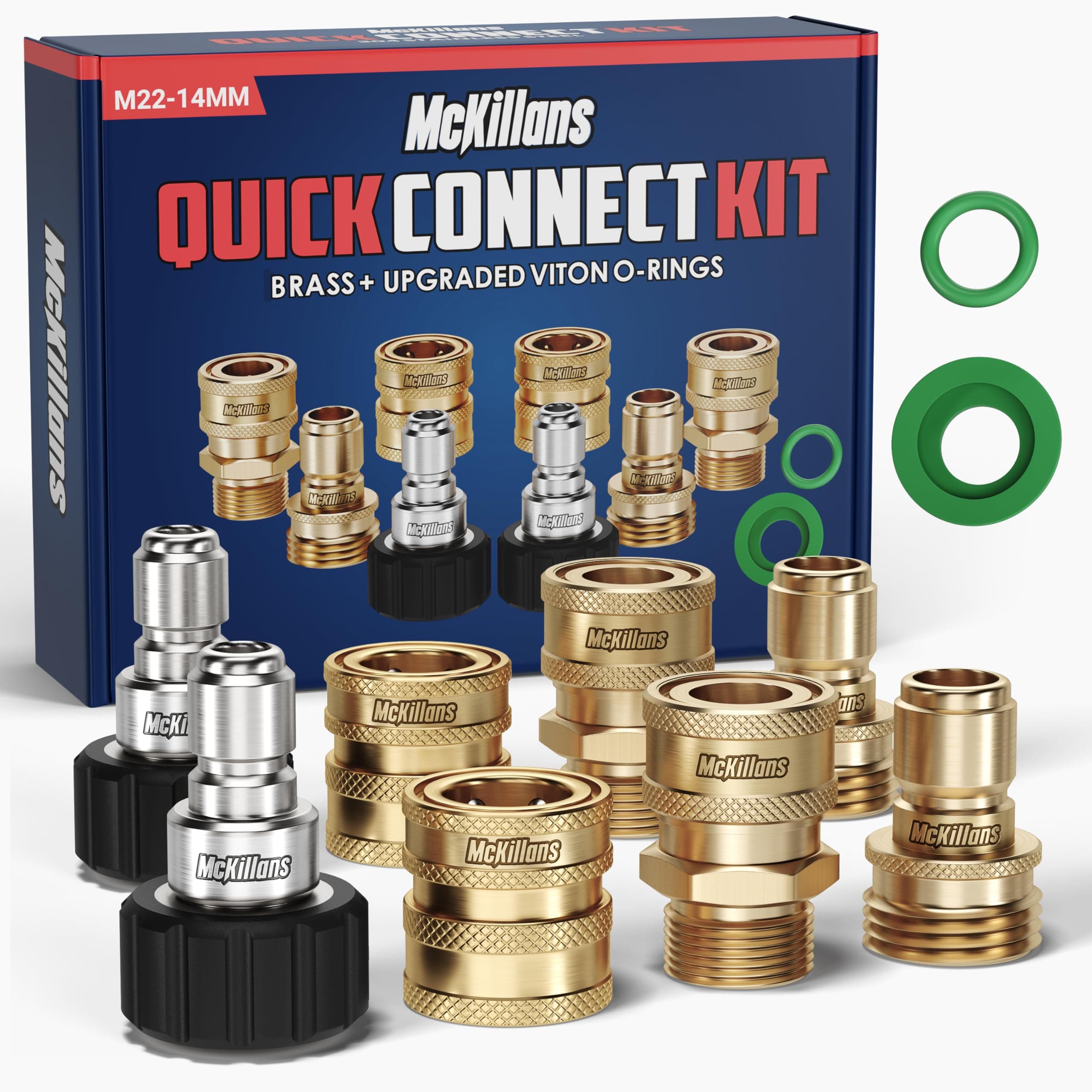 Pressure Washer Quick Connect Kit, M22-14mm to 3/8" Male Female Quick Disconnect Kit for Power Washer (Brass)