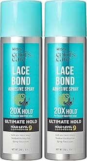KISS Colors & Care Lace Bond Adhesive Spray Ultimate Hold 11.1 oz. - Adhesive for Lace Frontals, Sweat Proof, Water-Resistant, Fast Drying, Efficient Nozzle, Convenient, Super Secure for All Day