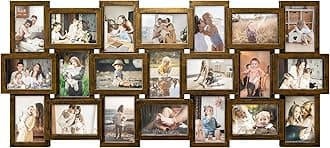 HELLO LAURA 21 Opening Photo Collage Frame for Wall - 4x6 Picture Frame Display Multiple Photos - Family Picture Frames Wall Decor for Home - Gold