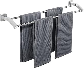 Alise Double Bath Towel Bars Towel Racks for Bathroom Lavatory,Wall Mount Towel Holder Heavy Duty SUS304 Stainless Steel Towel Hanger Towel Rail,Polished Chrome,28 Inch