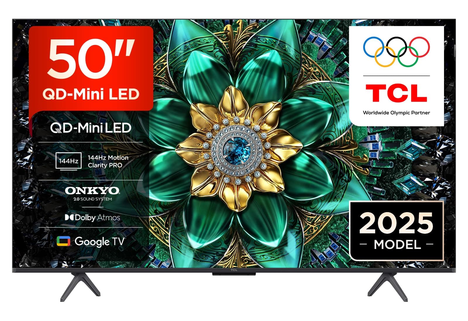 TCL 50Q6C-UK QD-Mini LED TV, 4K HDR Premium 1000nits, Smart TV Powered by Google TV (Dolby Vision IQ & Atmos, 144Hz Motion Clarity Pro,2025 Model)