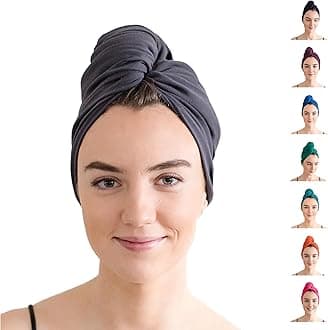 Hair Towel - Organic Jersey Cotton T-Shirt Wrap - For Curly, Wavy and Straight Hair, Quick Dry, Trichologist Approved, Made in the UK, 98cmx58cm (Grey)