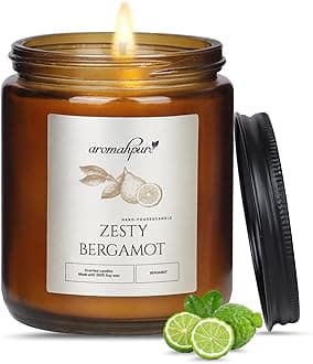 Aromahpure Premium Black Screw Jar Candle | Bergamot Scented Candle | 100% Soy Wax, Smokeless Candle | Pack of 1 | Long Lasting Aroma Candles| Scented Candles for Home Decor, IFRA Certified