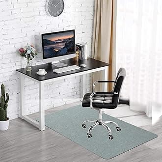 FMVIOL Office Chair Mat for Hardwood & Tile Floor, 55"x35" Computer Gaming Rolling Chair Mat, Under Desk Low-Pile Rug, Large Anti-Slip Floor Protector for Home Ofiice (Light Gray)