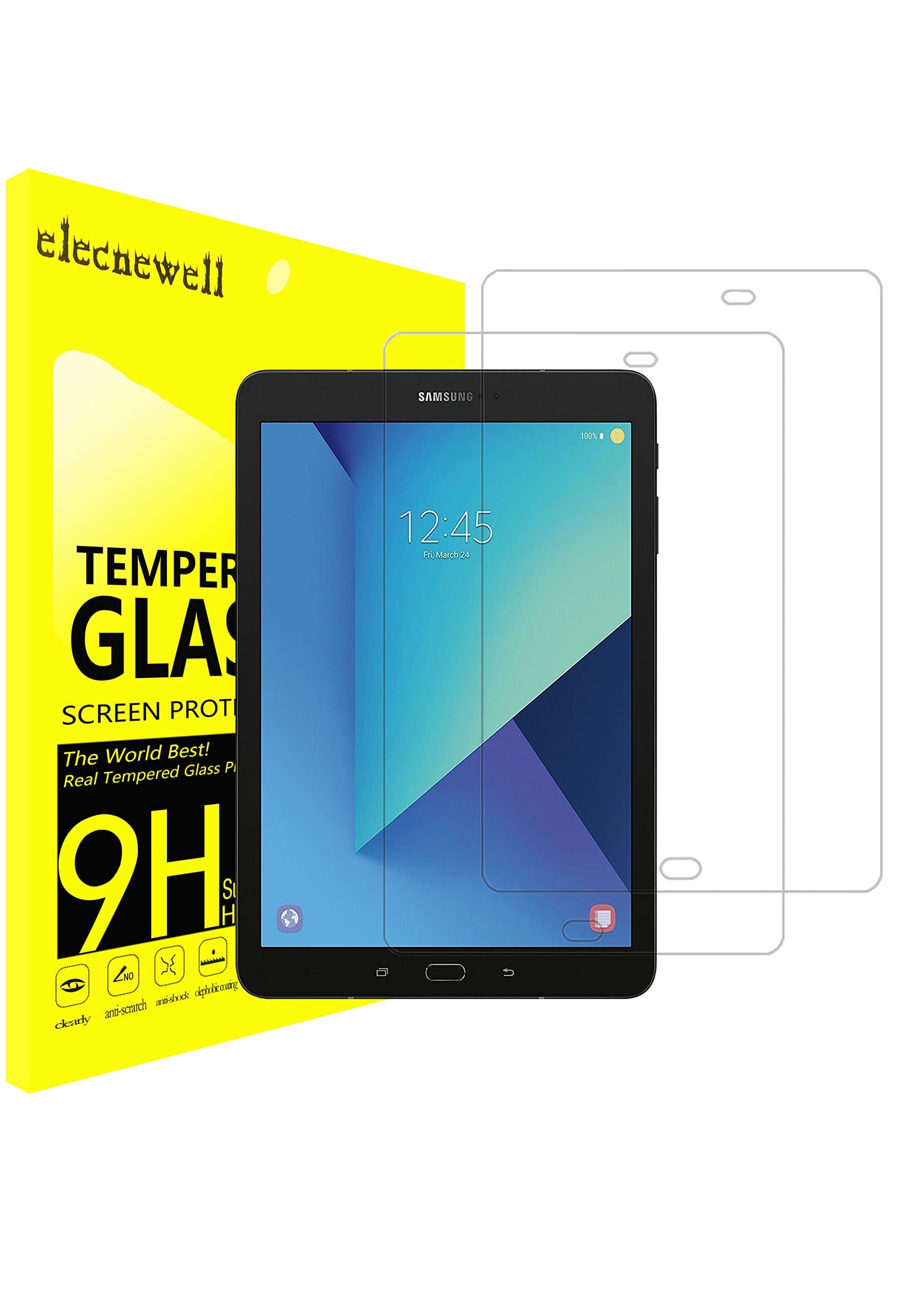 elecnewell 2 Pack Galaxy Tab S3 Screen Protector, Newell Samsung Galaxy Tab S3 9.7 Tempered Glass Screen Protector 9H /2.5D /Crystal Clear/Bubble Free for Galaxy Tab S3 (9.7 Inch, SM-T820 T825)